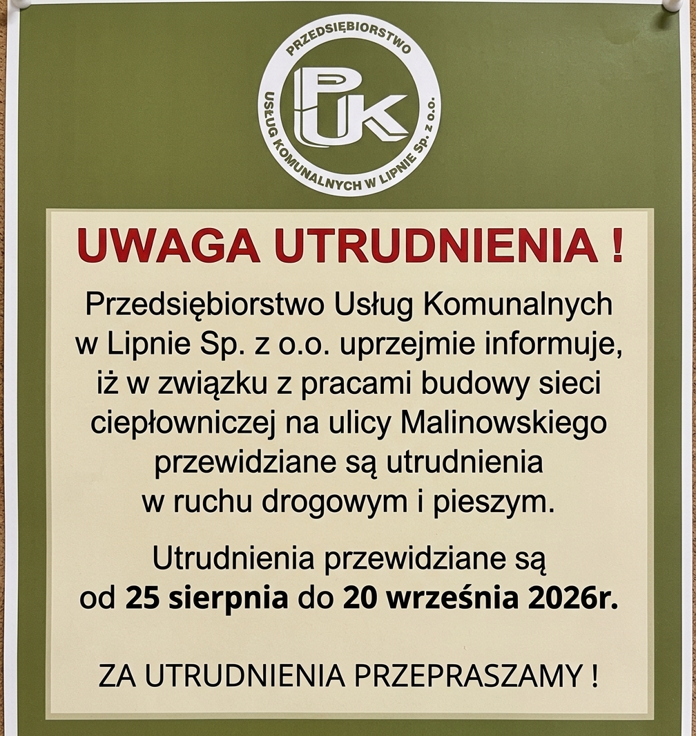 UWAGA UTRUDNIENIA !